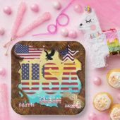 USA Patriotic Pappteller (Party)