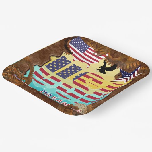 USA Patriotic Pappteller (Gewinkelt)