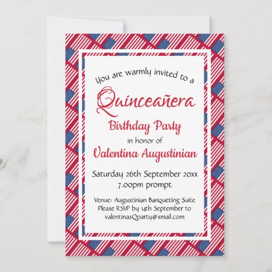 USA Patriotic Quinceañera Geburtstag Personalisier Einladung (Vorderseite)