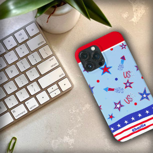 USA Patriotic Red Blue Stars Rockets Inspirivity Case-Mate iPhone Hülle