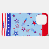 USA Patriotic Red Blue Stars Rockets Inspirivity Case-Mate iPhone Hülle (Rückseite (Horizontal))