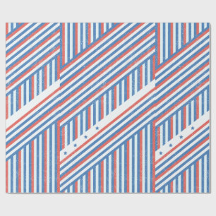 USA Patriotic Red White & Blue Stars Geschenkpapier