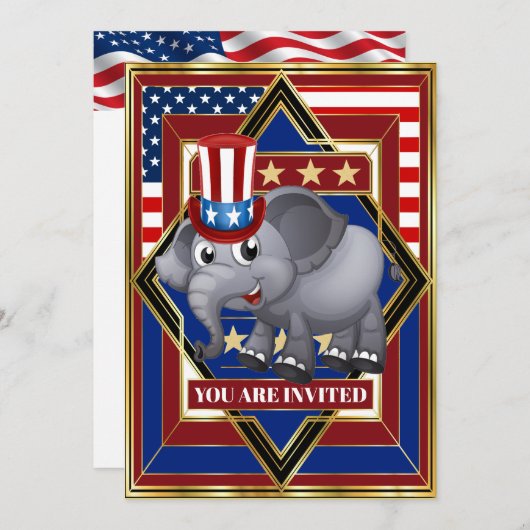 USA Patriotic Republikanische Einladung (Vorne/Hinten)