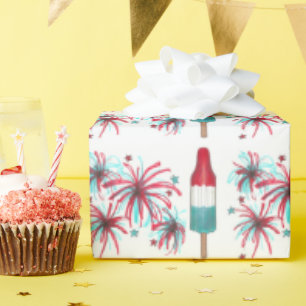 USA Patriotic Rocket Pop Popsights Fireworks 4. Ju Geschenkpapier