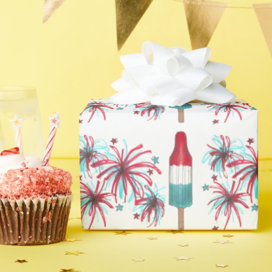 USA Patriotic Rocket Pop Popsights Fireworks 4. Ju Geschenkpapier (Geburtstagsparty)
