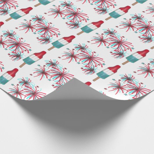 USA Patriotic Rocket Pop Popsights Fireworks 4. Ju Geschenkpapier (Ecke)