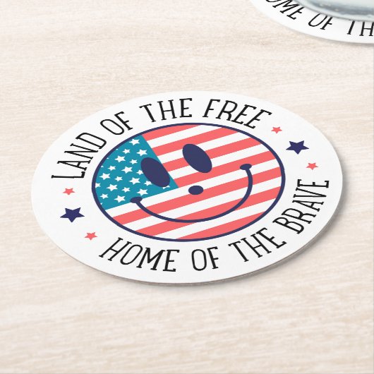USA Patriotic Runder Pappuntersetzer (Angewinkelt)