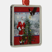 USA Patriotic Santa Silver Gerahmt Square Ornament Aus Metall (Rechts)