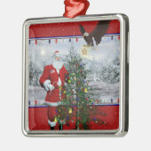USA Patriotic Santa Silver Gerahmt Square Ornament Aus Metall (Links)
