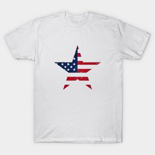 USA Patriotic Star Shaped Flag T-Shirt