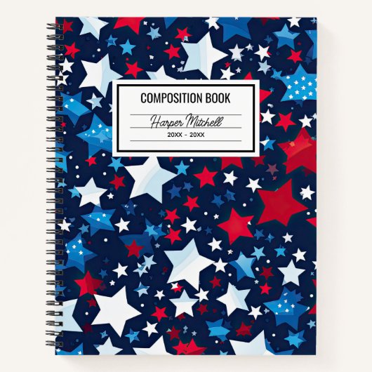 USA Patriotic Stars-KompositionsNotebook Notizblock (Vorderseite)