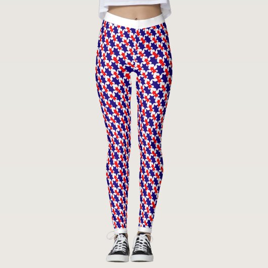 USA Patriotic Stars Pattern Red White Blue Leggings (Vorderseite)