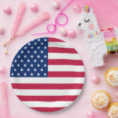 USA Patriotic Stripes Stars Flag Party Paper Plate Pappteller (Party)