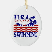 USA Patriotic Swimming Sports Keramik Ornament (Rechts)