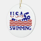 USA Patriotic Swimming Sports Keramik Ornament (Links)