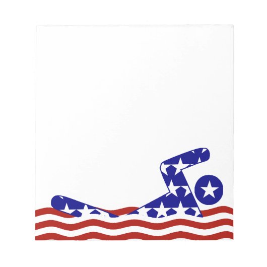 USA Patriotic Swimming Sports Notizblock (Vorderseite)