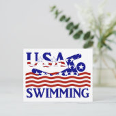 USA Patriotic Swimming Sports Postkarte (Stehend Vorderseite)