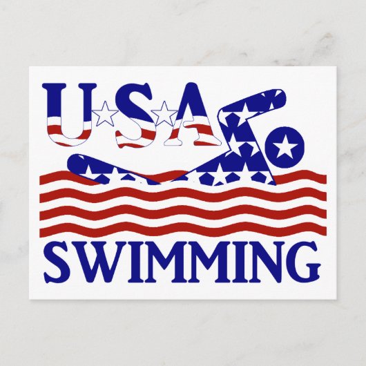 USA Patriotic Swimming Sports Postkarte (Vorderseite)