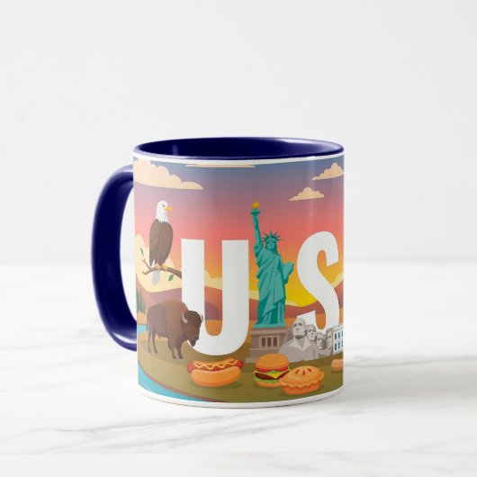 USA Patriotic Travel Coffee Mug Tasse (Vorderseite Links)