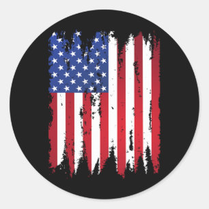 USA Patriotische Amerikanische Flagge Für Männer F Runder Aufkleber