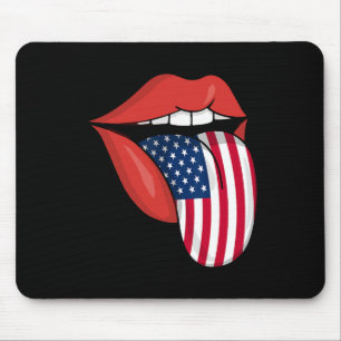 Usa Patriotische Amerikanische Flagge Zunge Lippen Mousepad
