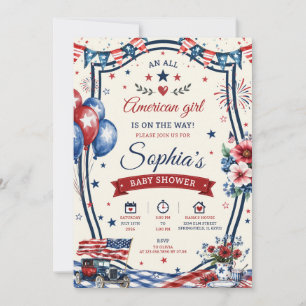 USA Patriotische Einladung zur Babyparty am 4. Jul