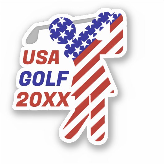 USA Patriotische FRAUEN GOLF Aufkleber (Vorderseite)