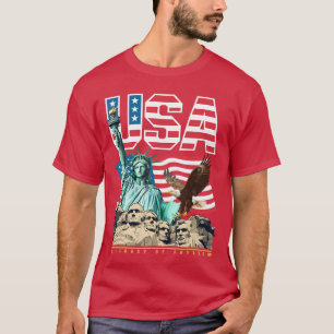 USA Patriotische Freiheitsstatue Adler Mount Rushm T-Shirt