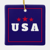 USA Patriotische Weihnachtsbaumdekor Keramikornament (Vorderseite)
