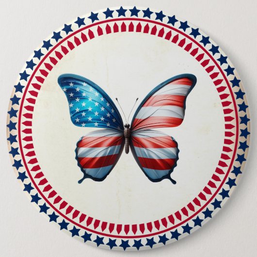 USA/patriotischer 4. Juli Schmetterling Button (Vorderseite)