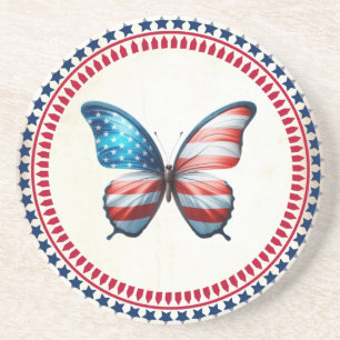 USA/patriotischer 4. Juli Schmetterling Getränkeuntersetzer