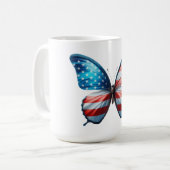 USA/patriotischer 4. Juli Schmetterling Kaffeetasse (Vorderseite Links)