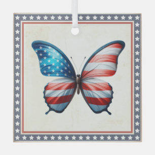 USA/patriotischer 4. Juli Schmetterling Ornament Aus Glas