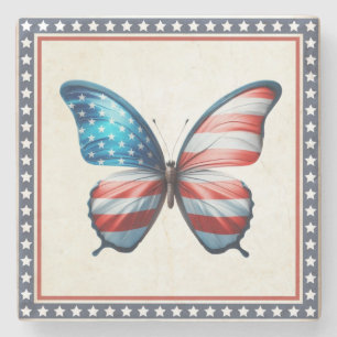 USA/patriotischer 4. Juli Schmetterling Steinuntersetzer