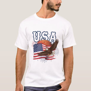 USA Patriotischer Adler mit Mars Roter Planet Desi T-Shirt