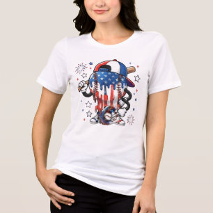 USA Patriotischer Baseball-Maskottchen-Drip Tri-Blend Shirt