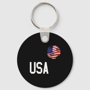 USA Patriotischer Fußball Grafik Rot Weiß Und Blau Schlüsselanhänger