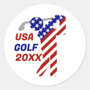 USA Patriotischer HERREN GOLF Runder Aufkleber