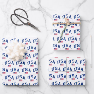 USA Patriotischer Unabhängigkeitstag Amerikanische Geschenkpapier Set