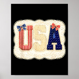 Usa patriotischer vintage-spitzen-patchwork-sterne poster