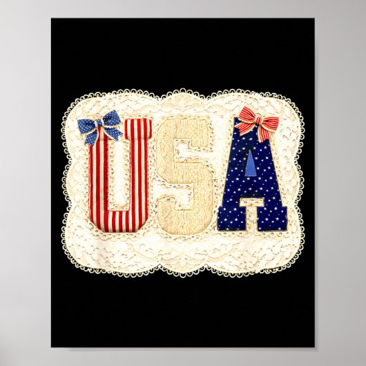 Usa patriotischer vintage-spitzen-patchwork-sterne poster (Vorne)