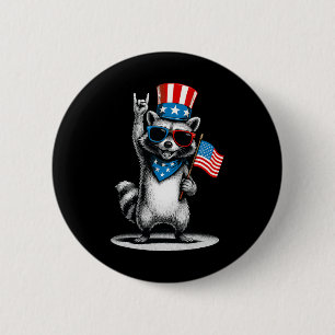 Usa Patriotischer Waschbär Männer Frauen Kinder Lu Button