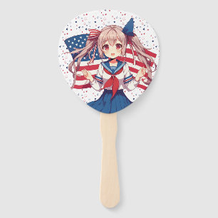 USA-patriotisches Anime-Mädchen Fächer