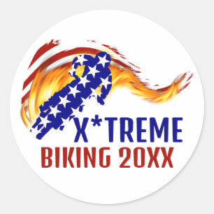 USA Patriotisches BMX / DIRT BIKING Runder Aufkleber