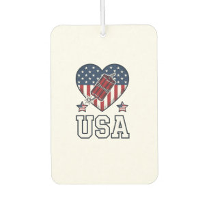 USA Patriotisches Feuerwerk Herz Vintage Vektor Sh Autolufterfrischer