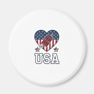 USA Patriotisches Feuerwerk Herz Vintage Vektor-Sh Magnet