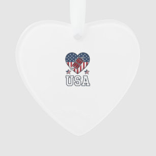 USA Patriotisches Feuerwerk Herz Vintage Vektor-Sh Ornament