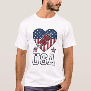 USA Patriotisches Feuerwerk Herz Vintage Vektor-Sh T-Shirt