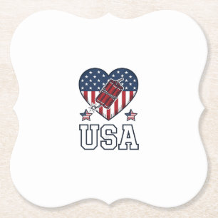 USA Patriotisches Feuerwerk Herz Vintage Vektor-Sh Untersetzer
