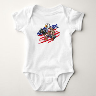 USA/patriotisches Gewichtheben Weißkopfseeadler Baby Strampler